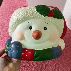 NIB Snowman Box Cover - Hand Painted for tissues. With original box